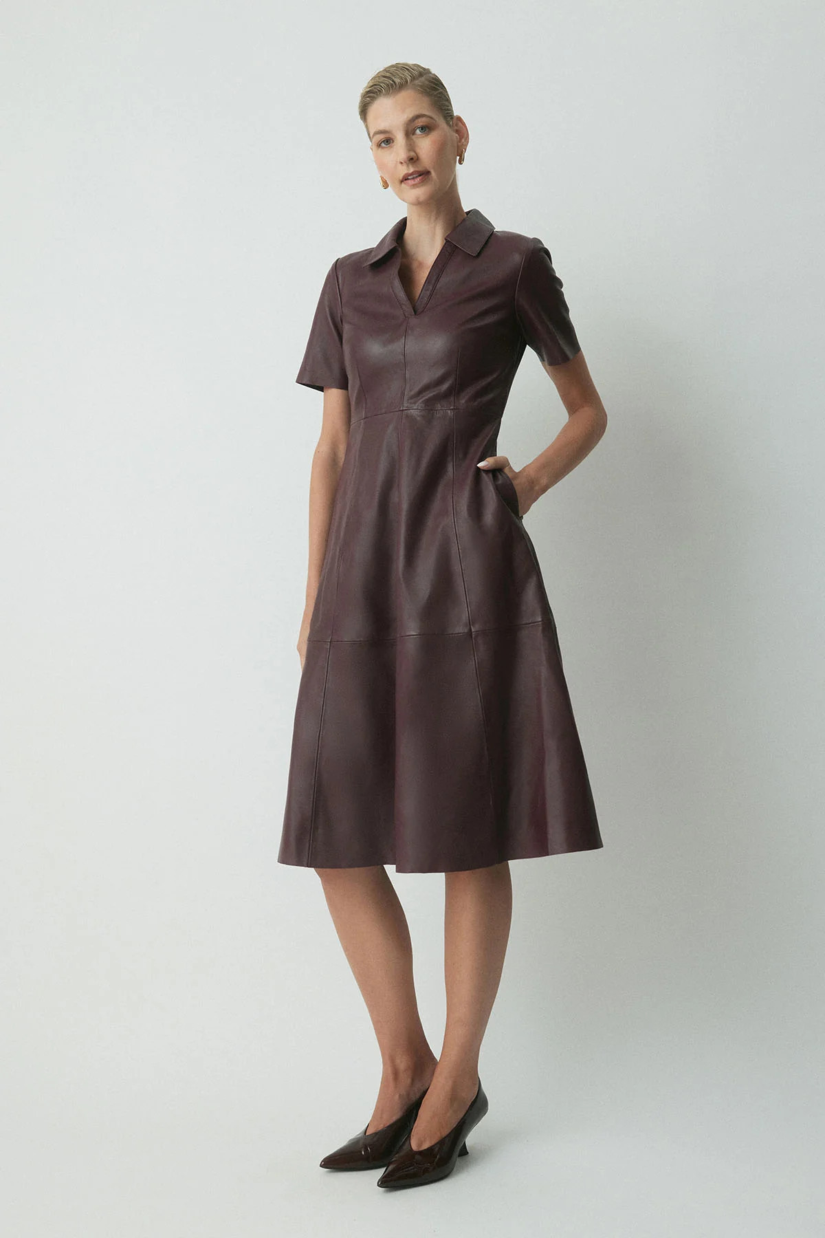 Florence Leather Dress - Burgundy | Perri Cutten