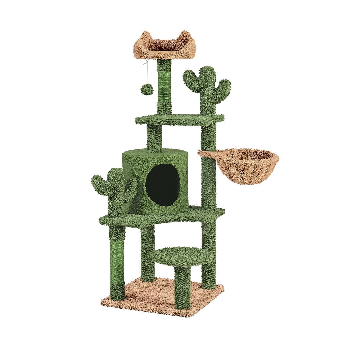 Yaheetech 53''H Cat Cactus Tree Condo Kitten Tree Towe with Padded PerchGreen/Brown | Target