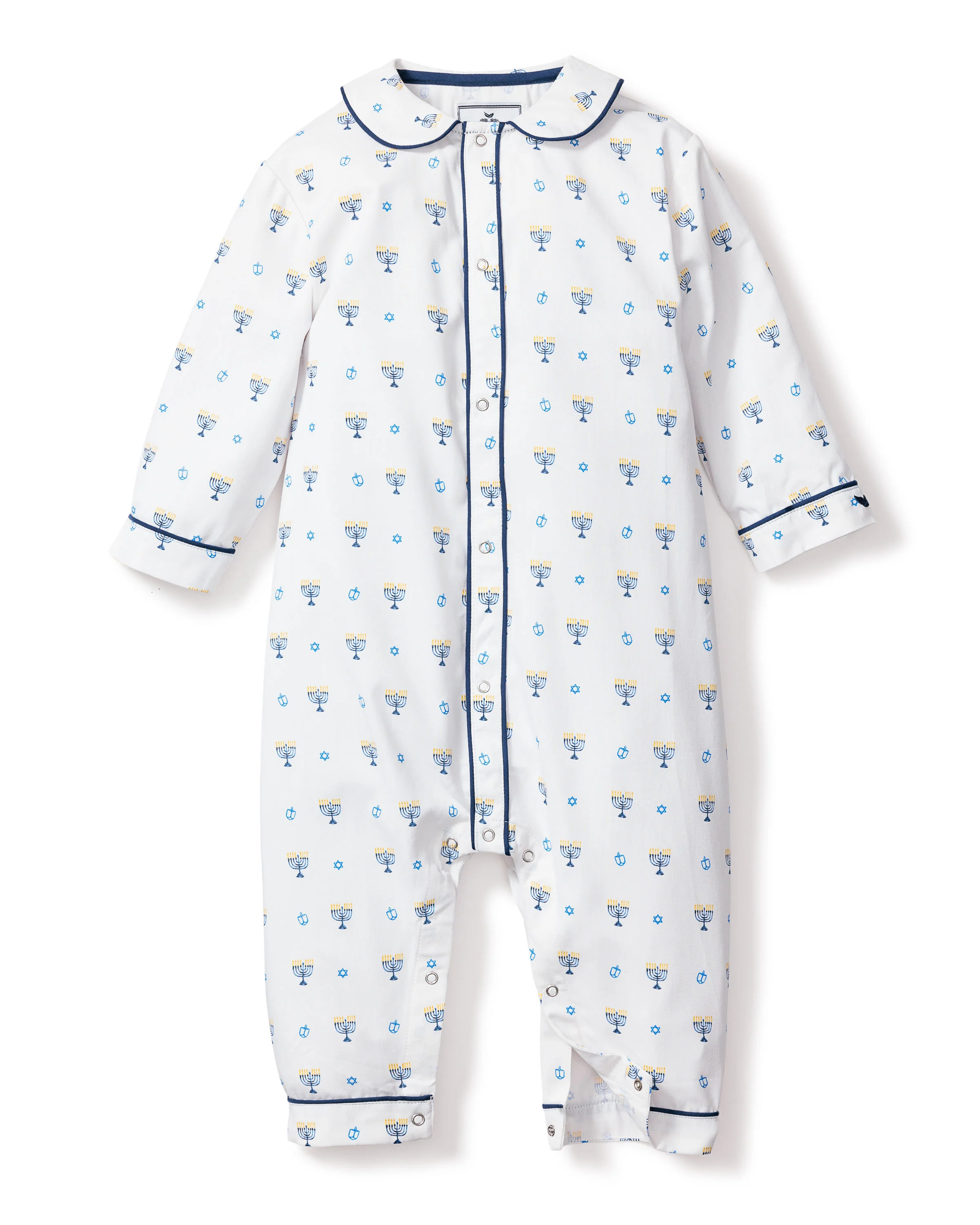 Baby's Twill Cambridge Romper in Happy Hanukkah | Petite Plume
