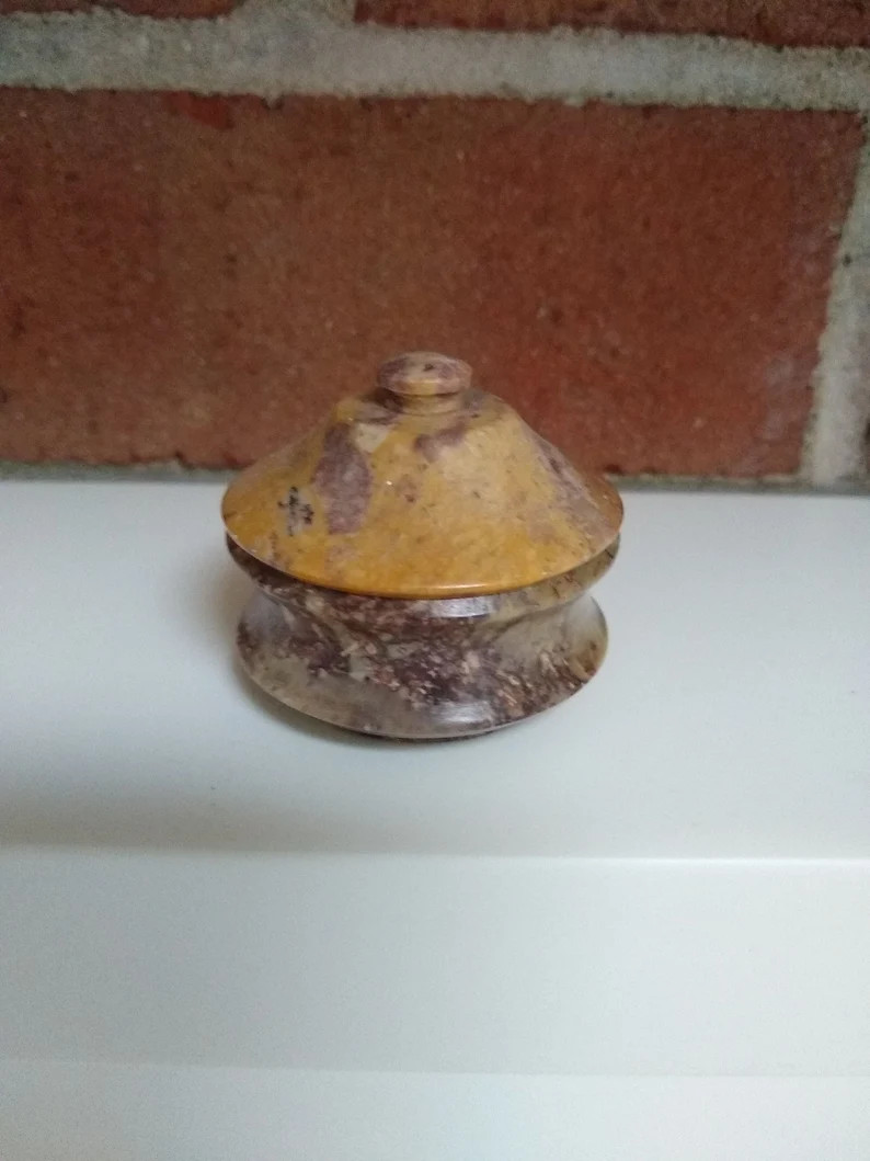 Small Vintage Stone, Soapstone or Marble Trinket Box, Shades of Brown, Made in India - Etsy | Etsy (US)