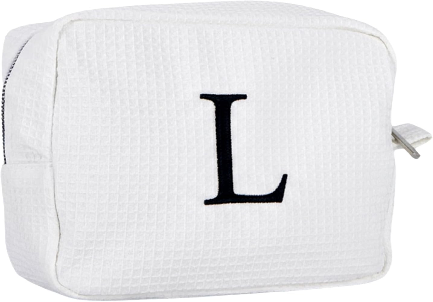 Bolsa de maquillaje personalizada de gofres blancos, bolsa de cosméticos con inicial bordada per... | Amazon (US)