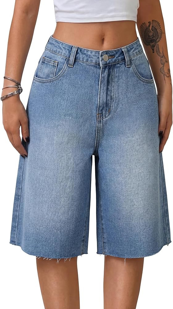 EMMIOL Women Jorts Baggy Jeans Jorts Outfits Mid-Low Waisted Denim Y2K Shorts Summer Hot Short Pa... | Amazon (US)