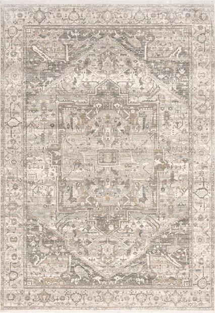 Silver Fringed Medallion 9' x 12' Area Rug | Rugs USA