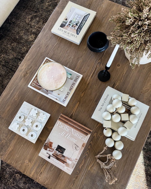 Coffee table striping featuring pieces mostly from Amazon and in sale!