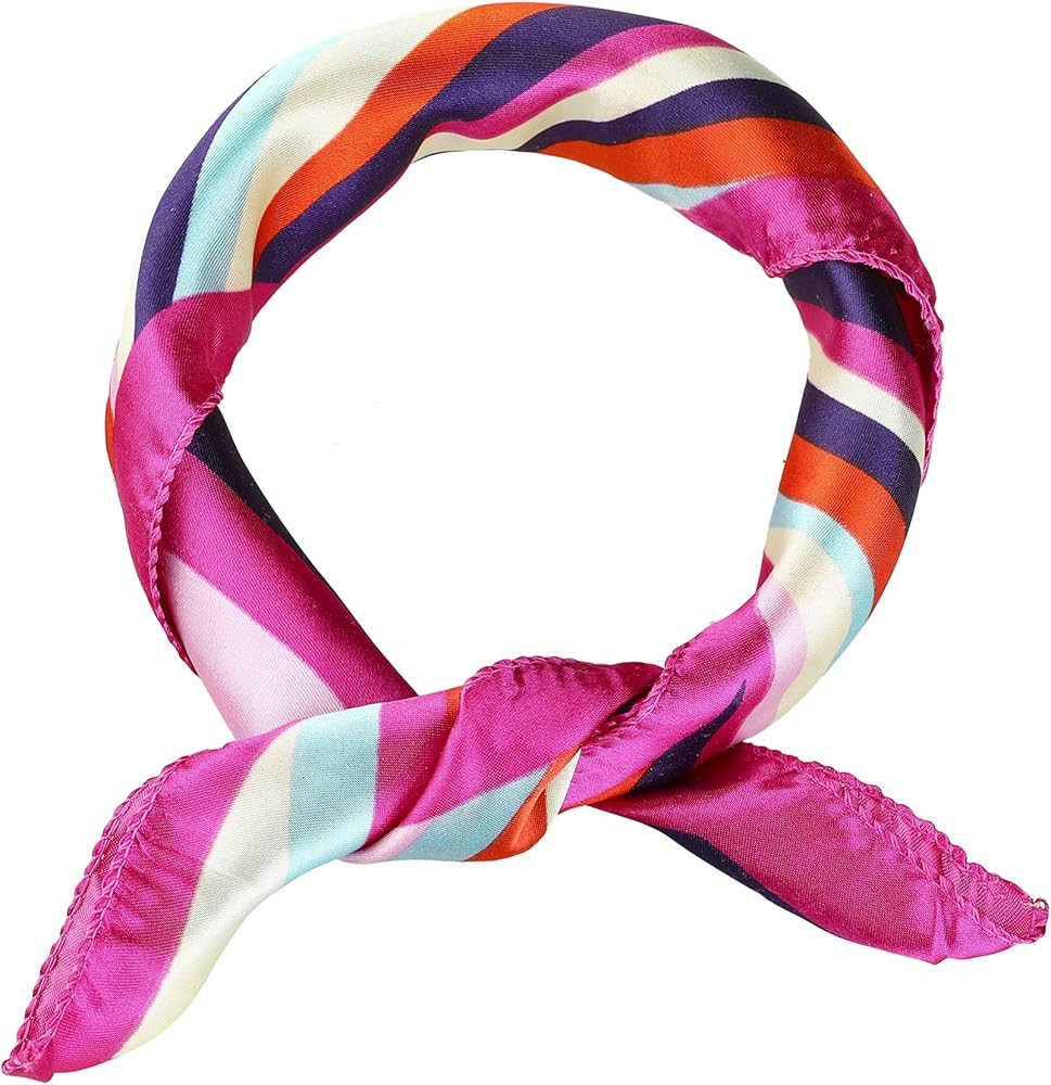 Allegra K Flower Print Stripe Square Neck Scarves Geometry Scarf Kerchief Neckerchief for Women | Amazon (US)