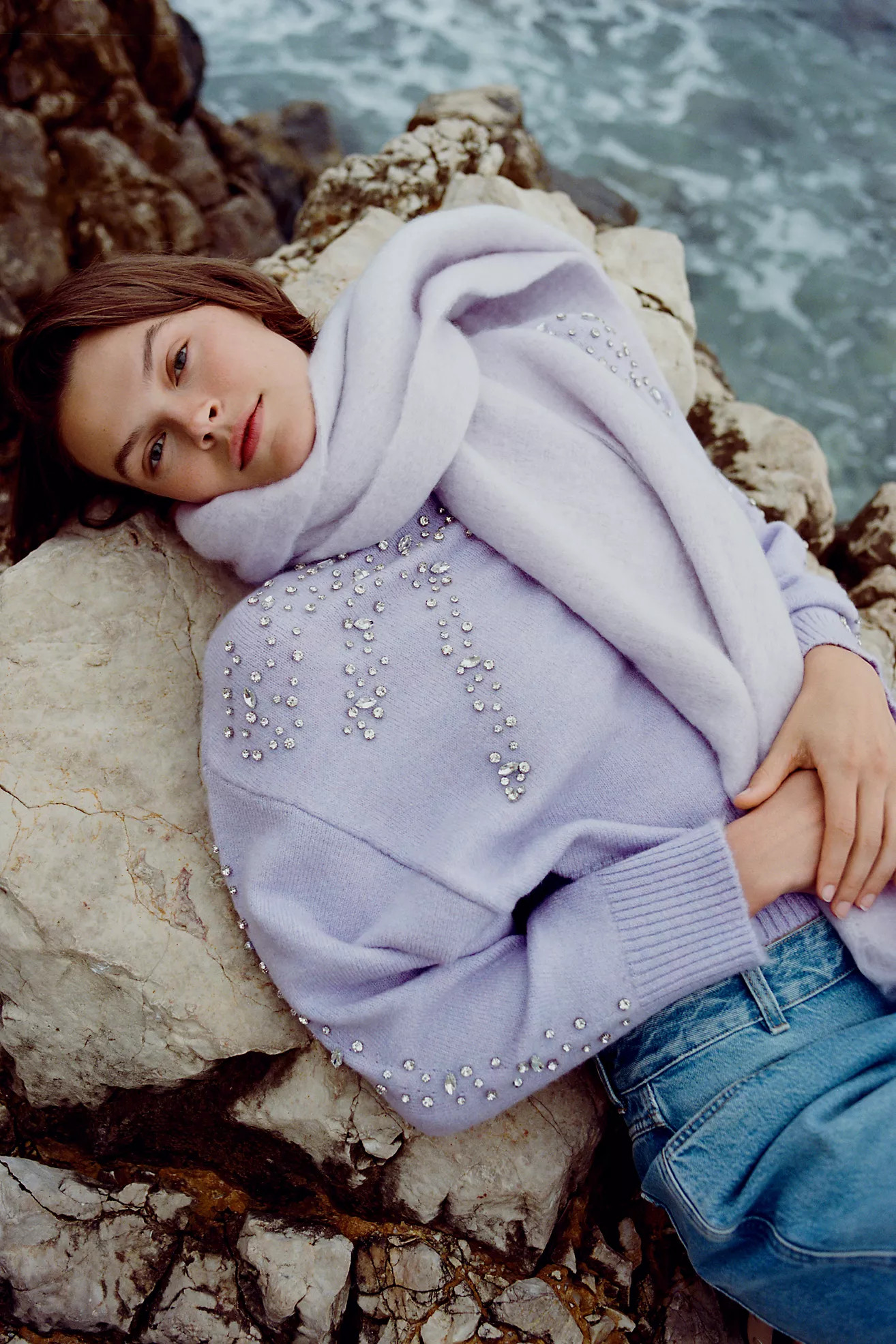 Pilcro Mock-Neck Embellished Sweater | Anthropologie (US)