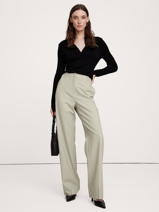 High-Rise Modern Straight Siena Italian Wool Pant | Banana Republic (US)