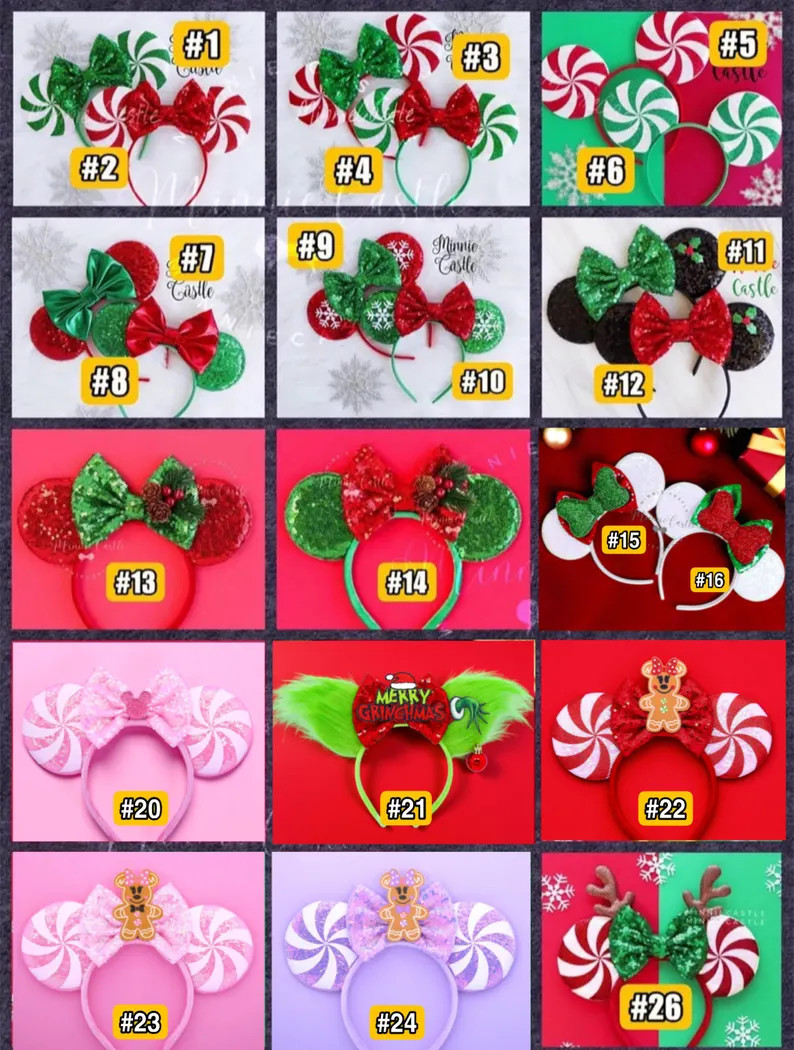 Christmas Ears, Mickey Ears, Christmas  Mickey Ears, Christmas Minnie Ears, Holiday Mouse Ears, P... | Etsy (Global)