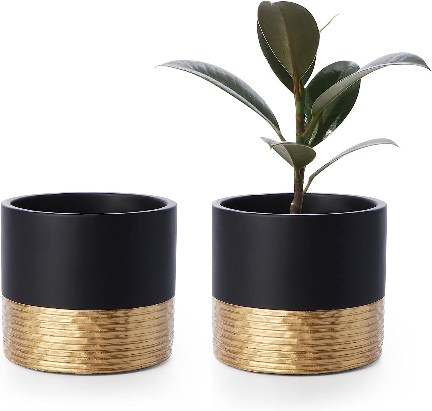 POTEY Cement Planters Pots for Plants Indoor - 5 Inch Concrete Succulent Flowerpot Bonsai Contain... | Amazon (US)