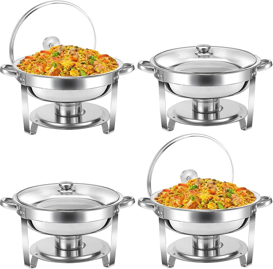 Chafing Dish Buffet Set 5 QT 4 Packs Stainless Steel Buffet Servers and Warmers, Chaffing Servers... | Amazon (US)