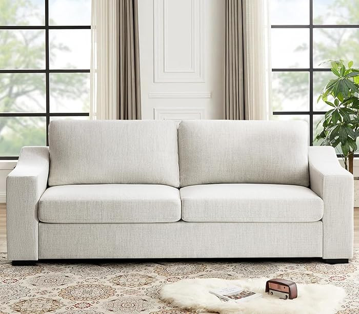 ELUCHANG Oversized 85" Couches for Living Room, Natural Linen Fabric Apartment Couch with Detacha... | Amazon (US)