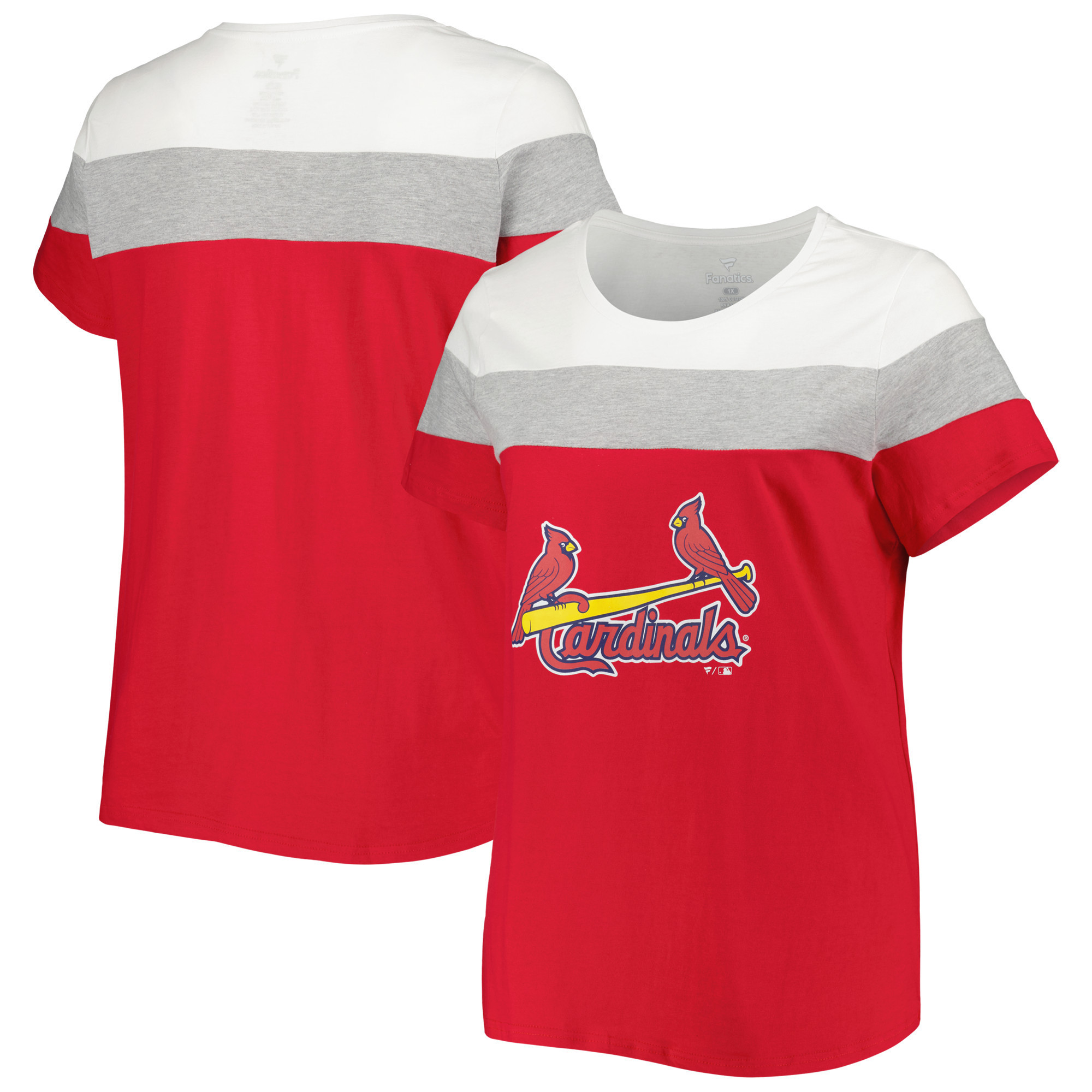 Women's Red/Heather Gray St. Louis Cardinals Plus Size Colorblock T-Shirt | Fanatics