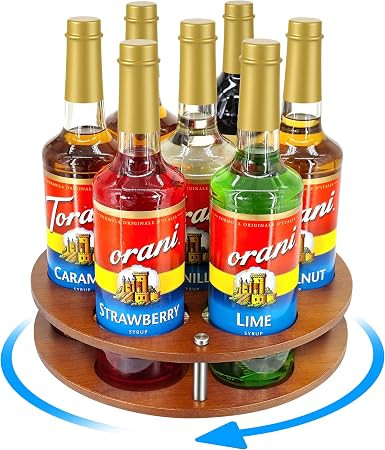 SHILFID Rotating Coffee Syrup Organizer Rack,Syrup Bottle Stand Holder for Coffee Bar Station,7 B... | Amazon (US)