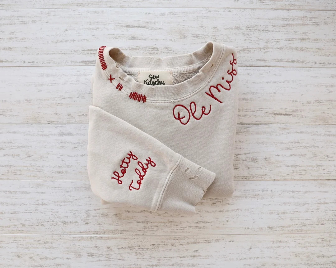 VINTAGE CUSTOM CREW Custom Embroidered Hand Distressed Crew Neck Sweatshirt - Etsy | Etsy (US)