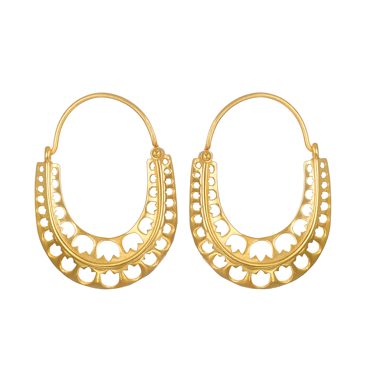 Lotus Cut out Gold Hoops | Satya Jewelry