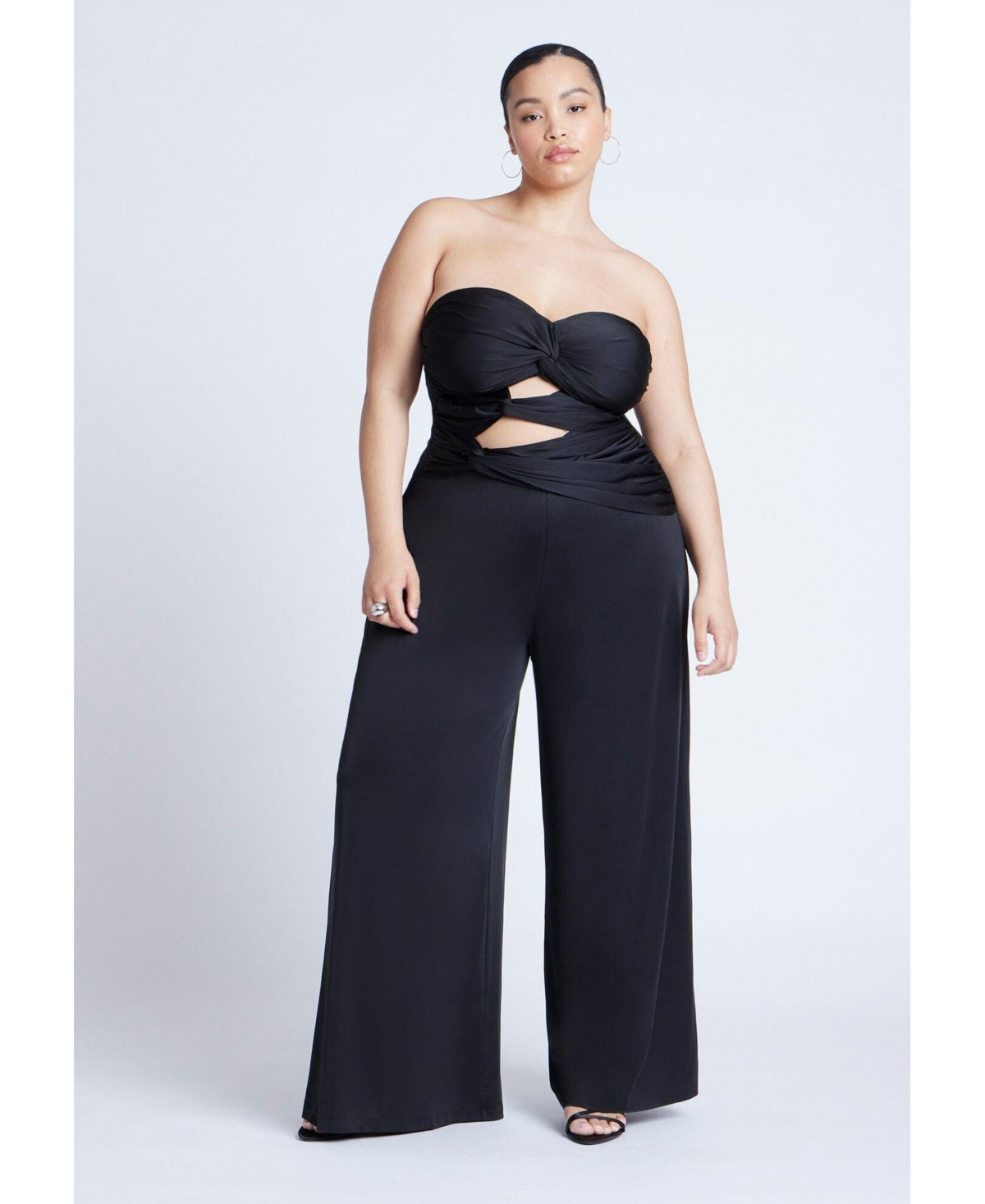 Eloquii Plus Size Twist Detail Jumpsuit With Cutout - Black onyx | Macy's