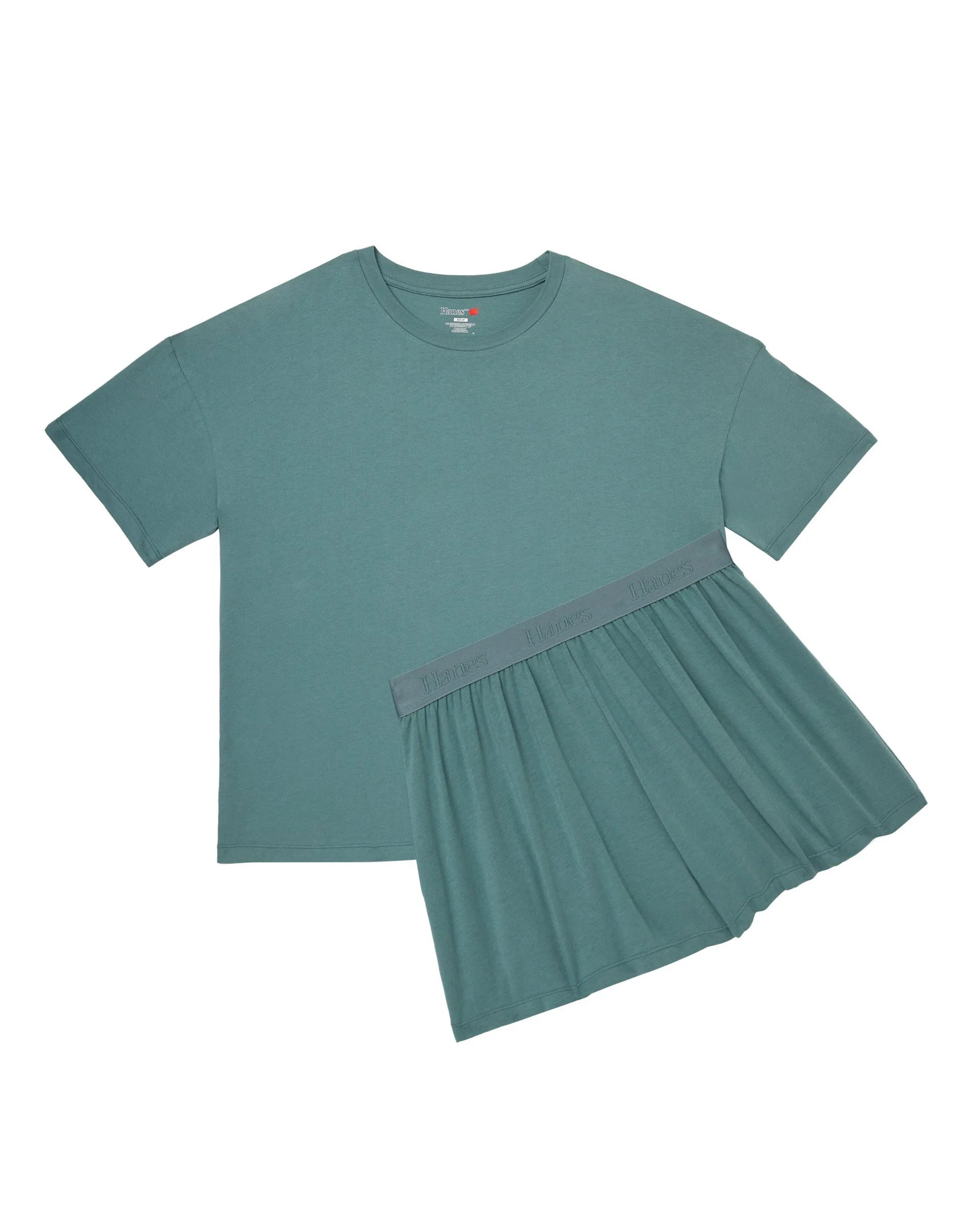 Hanes Comfywear Women's Pajama Set, Loungewear Top & Sleep Shorts Faded Sage Green/Faded Gr 2XL | Walmart (US)