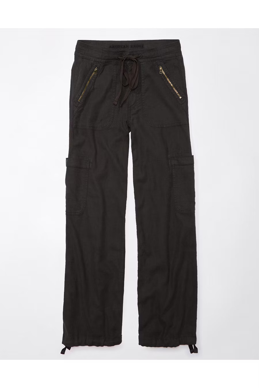 AE Dreamy Drape Linen-Blend Baggy Wide-Leg Cargo Pant Women's Haze Grey 18 Regular | American Eagle Outfitters (US & CA)