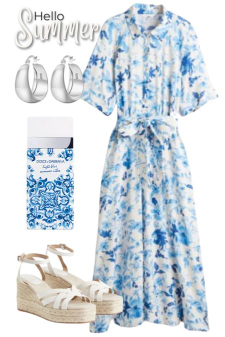 Blue and white summer dress outfit 

#LTKWedding #LTKTravel #LTKOver40
