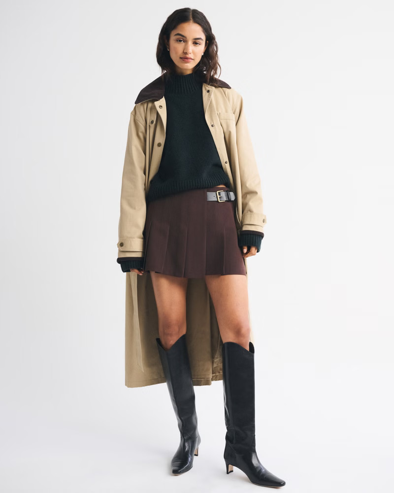 Hardware Pleated Wrap Mini Skort | Abercrombie & Fitch (US)