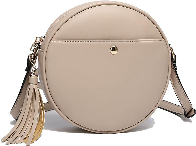 CATMICOO Round Crossbody Purses for Women Circle Bag with Tassel | Amazon (US)