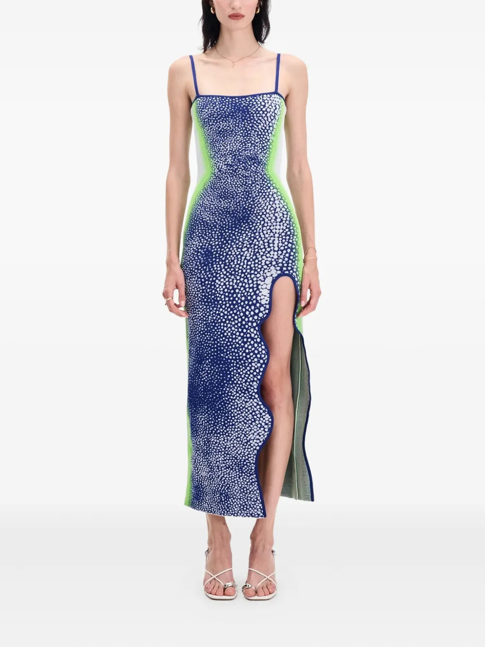 PH5 spot-print side-split dress - Blue | Farfetch Global