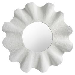 Bennett Coastal Beach White Aluminum Round Wall Scallop Mirror | Kathy Kuo Home