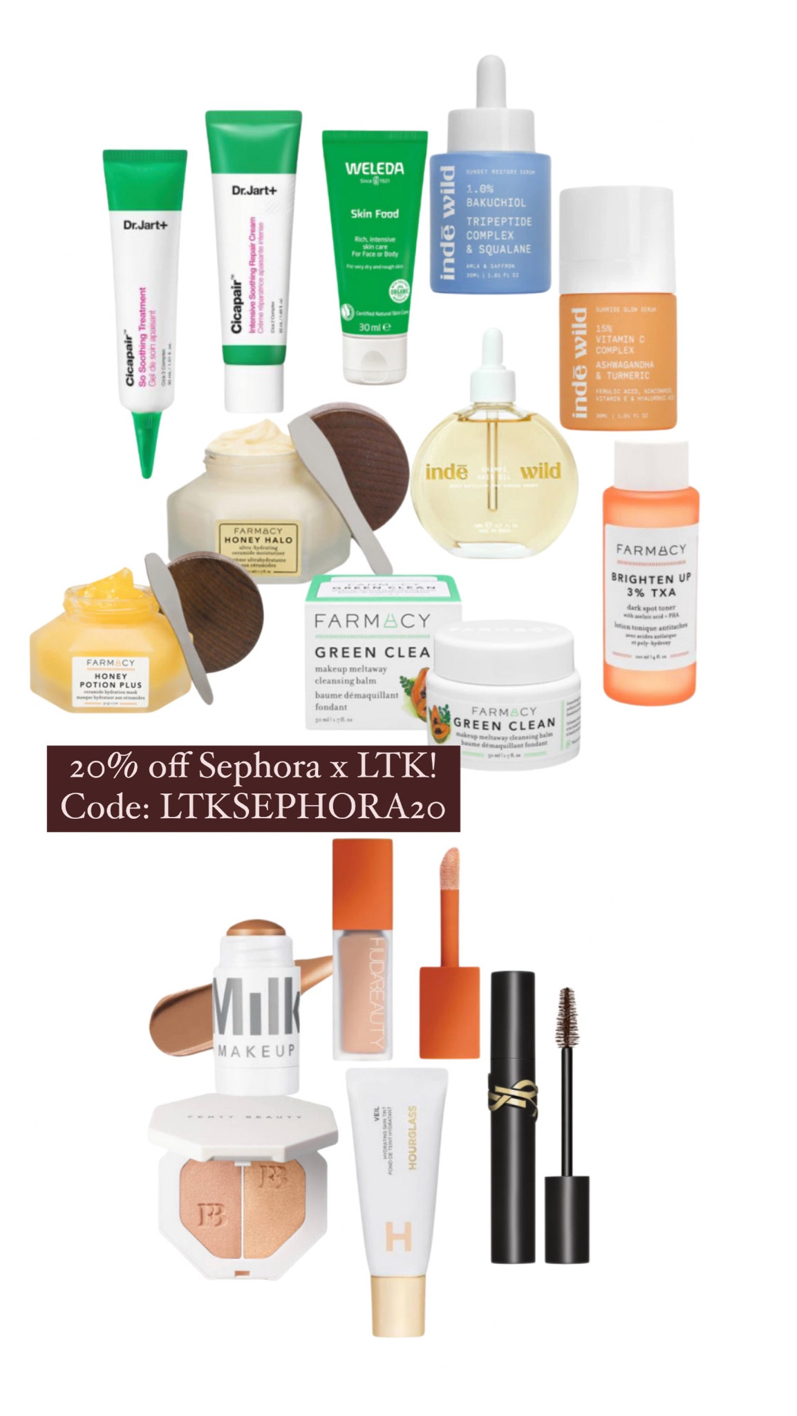 LTKSEPHORA20, 20% off, beauty sale, farmacy beauty, skincare, makeup, honeyhalo, weleda, inde wild, huda beauty, milk makeup, ysl lash clash, dr jart, ysl makeup, shop sale, skincare sale

#LTKSeasonal #LTKbeauty #LTKeurope