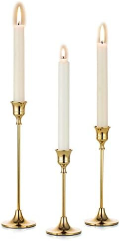 Romadedi Candlestick Holder Gold Candle Holder Brass Set of 3 Decorative Candle Holder for Taper ... | Amazon (CA)