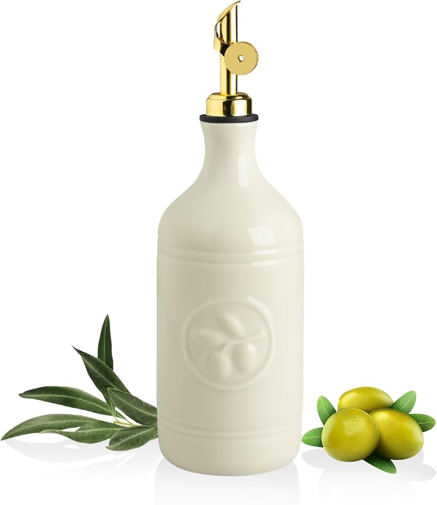Sweejar 16 Oz Ceramic Olive Oil Dispenser Bottle, Oil Dispenser for Kitchen with Gravity Spout, R... | Amazon (CA)