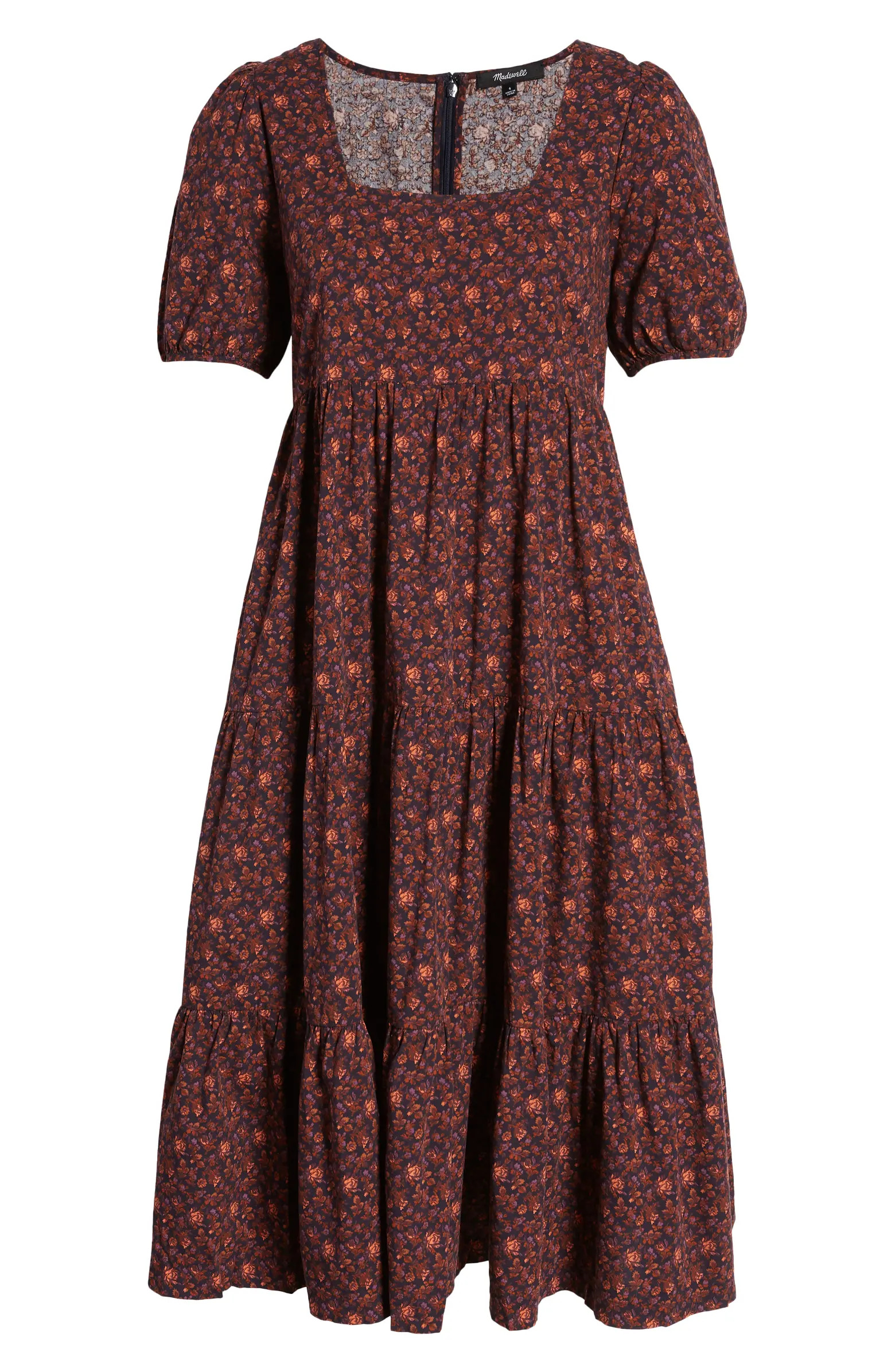 Madewell Aidy Square Neck Tiered Midi Dress | Nordstrom | Nordstrom