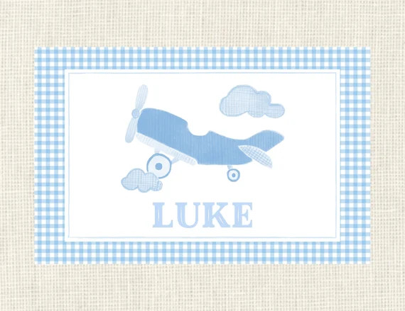 Personalized Plane Watercolor Laminated Placemat | Etsy (US)