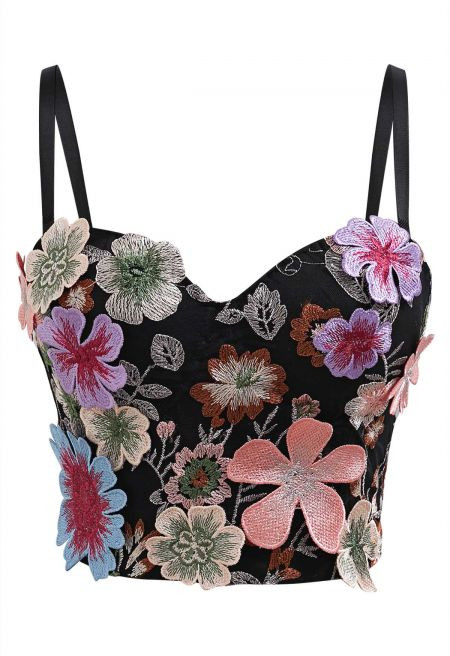 Charming 3D Floral Applique Bra Top | Chicwish