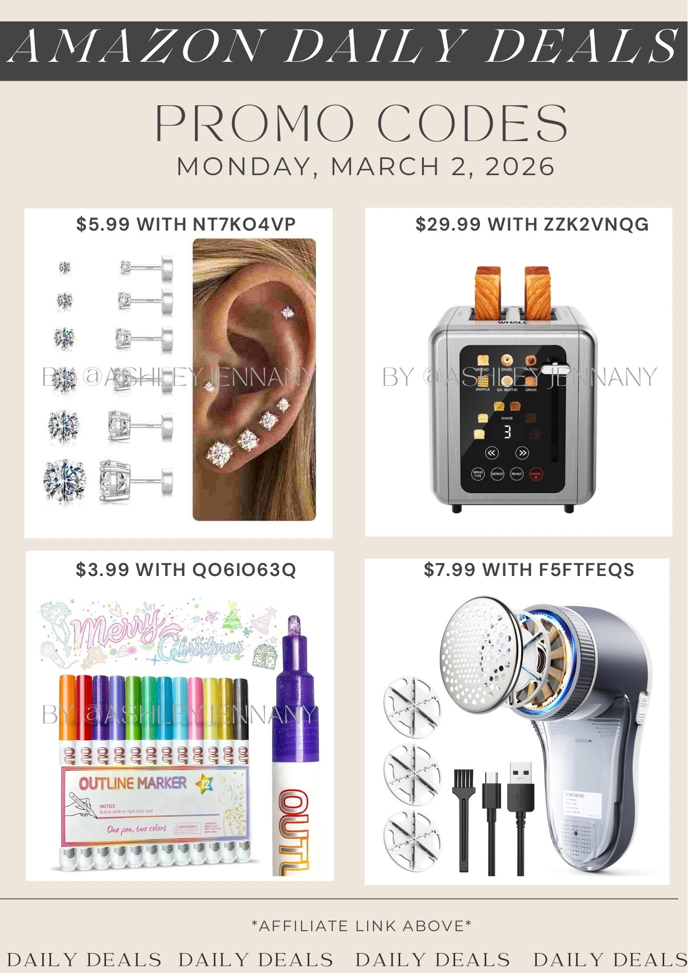 Amazon deals on earrings, digital toaster, glitter markers and fabric shaver 

#LTKBeauty #LTKHome #LTKSaleAlert