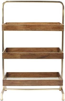 Kate and Laurel Hanne 3 Tray Free Standing Shelf, 3 Shelves, Walnut Brown/Gold | Amazon (US)