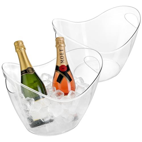 3.5L Ice Bucket for Parties 2 Pcs (in 1 Package), Portable Drink Bucket for Cocktail Bar, Plastic Champagne Cooler for Beverage/Wine/Beer, Mimosa Bar Supplies Chiller Tub with Scoop | Amazon (US)