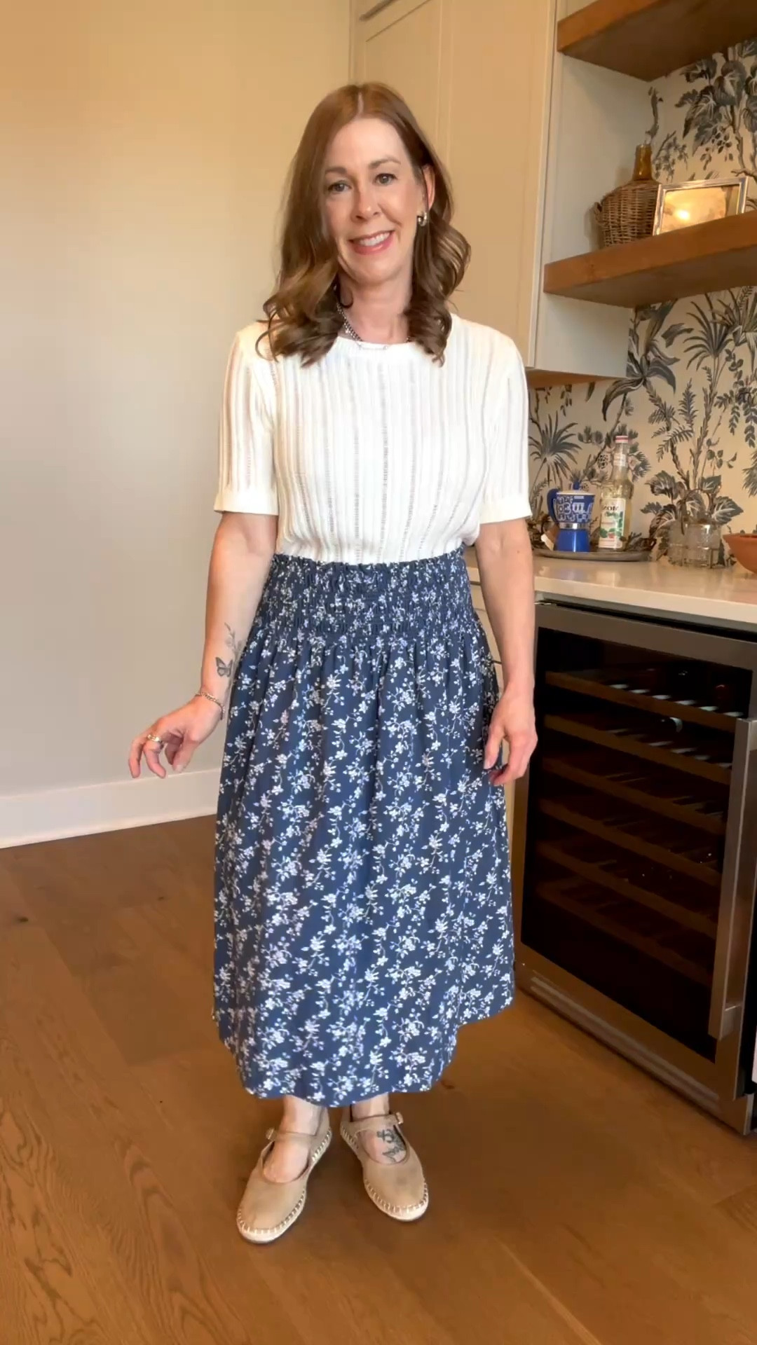 The cutest floral skirt size small! Added a lightweight sweater! The espadrilles shoes run big so size down 1/2 size! 
#target 

#LTKootd