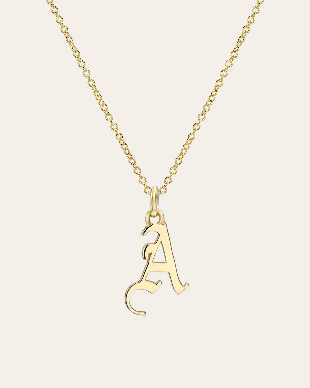 14K Gold Gothic Initial Necklace | Zoe Lev Jewelry