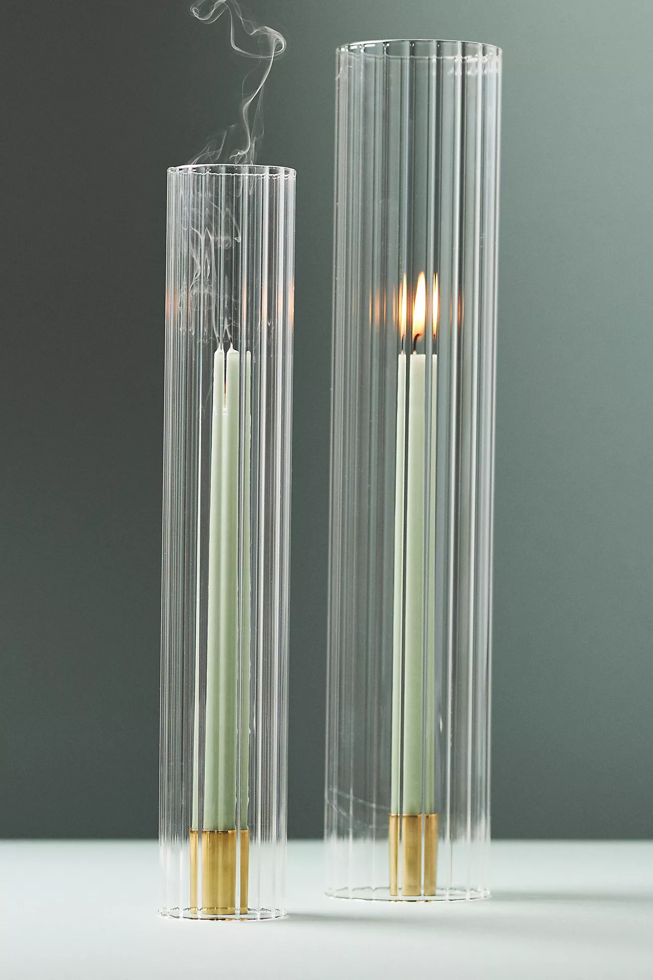 Ribbed Glass Chimney Candle Shade | Anthropologie (US)