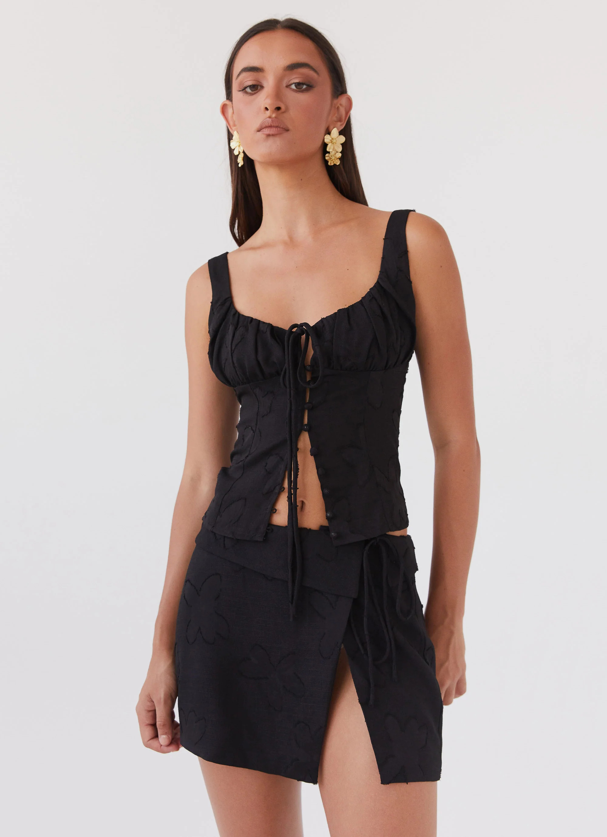 Bianka Tie Top - Black Petal | Peppermayo (Global)