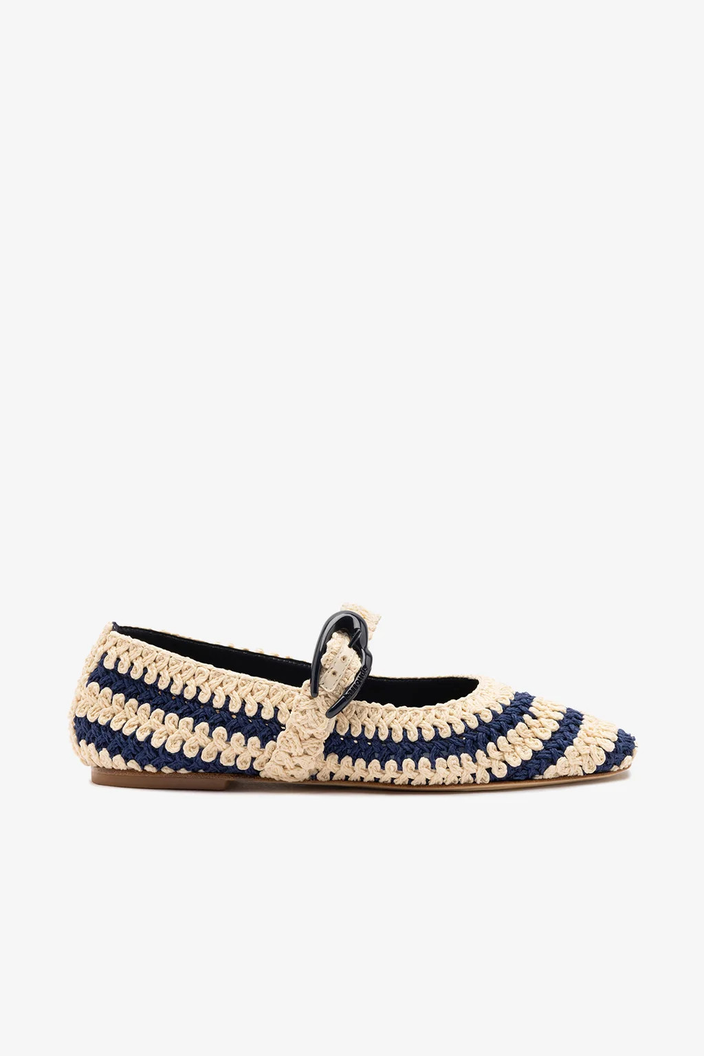 Verona Crochet Ballet Flat In Navy and Ivory Crochet | Larroude