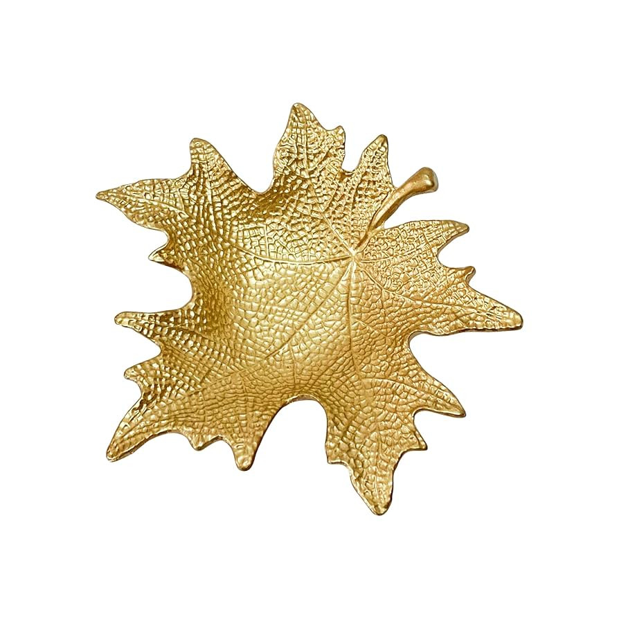 Metal Jewelry Dish, Small Leaf Shaped Ring Holder Jewelry Organizer, Trinket Dish Vanity Tray for... | Amazon (US)