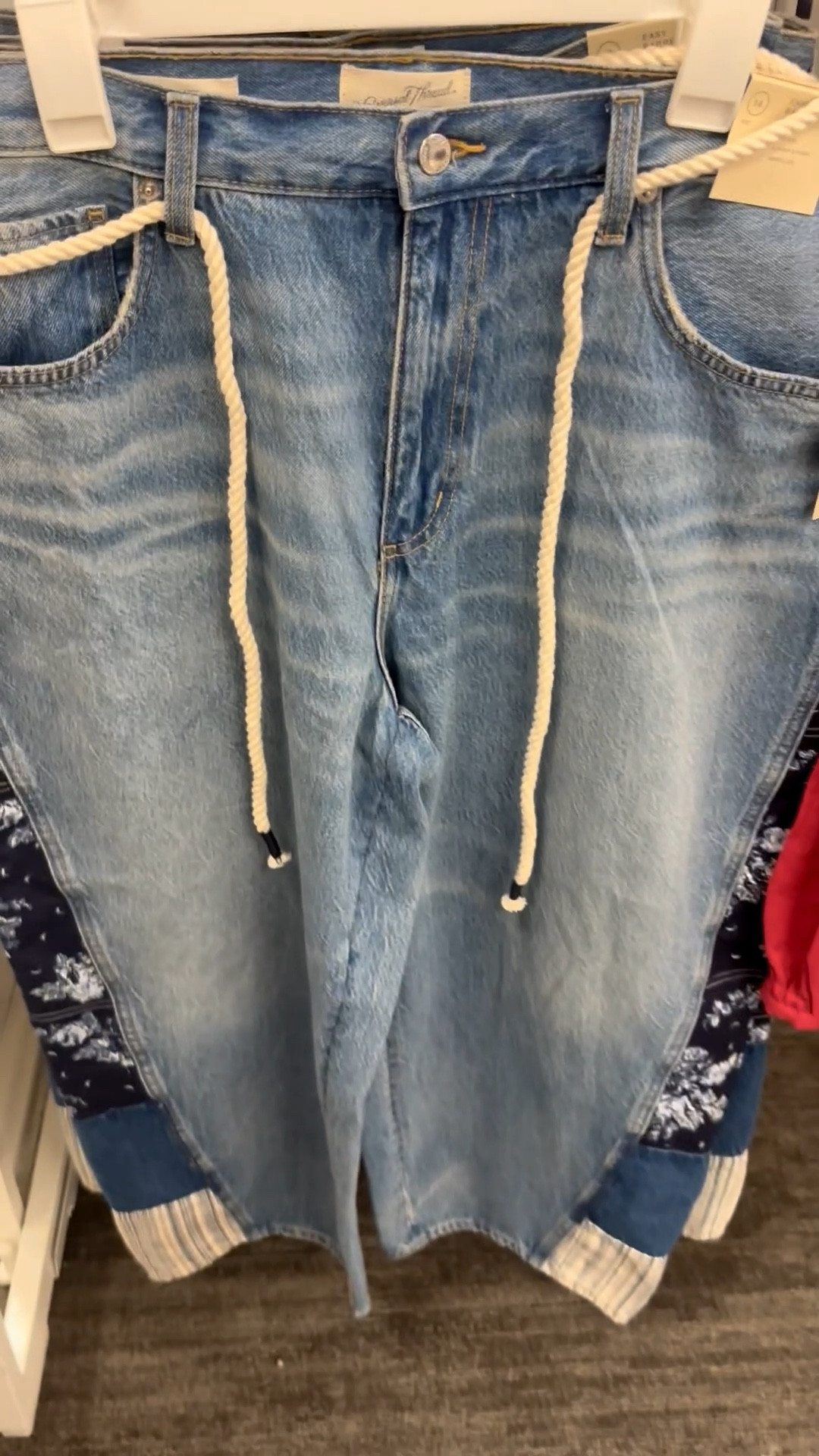Adorable bandanna patch work barrel jeans! 