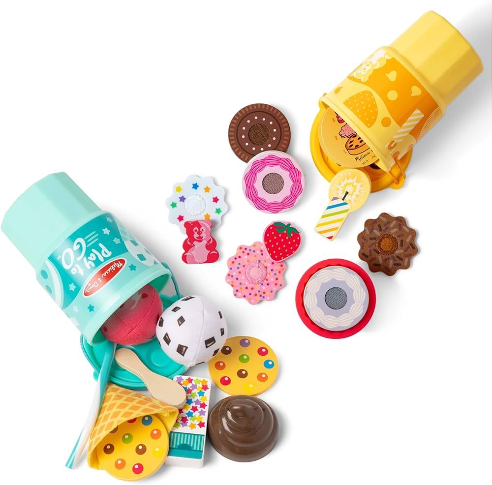 Melissa & Doug Play to Go 2-Pack: Cake and Cookies and Ice Cream, Play Food Travel Toys for Boys ... | Amazon (US)