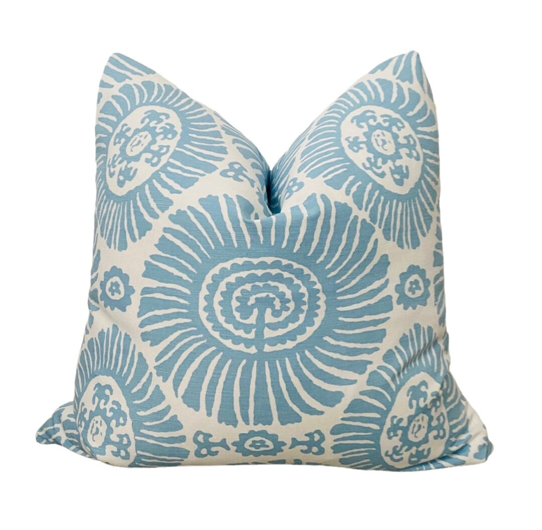 Spa Blue Solis Pillow Cover // Thibaut Pillow Cover, Sun Pillow Cover | Etsy (US)