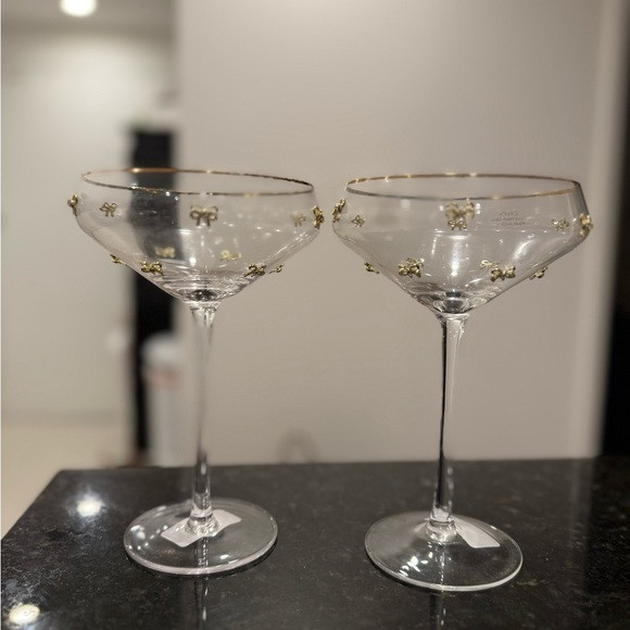 2 TikTok new viral gold bow heart rhinestone martini glasses wine glass coquette | Poshmark