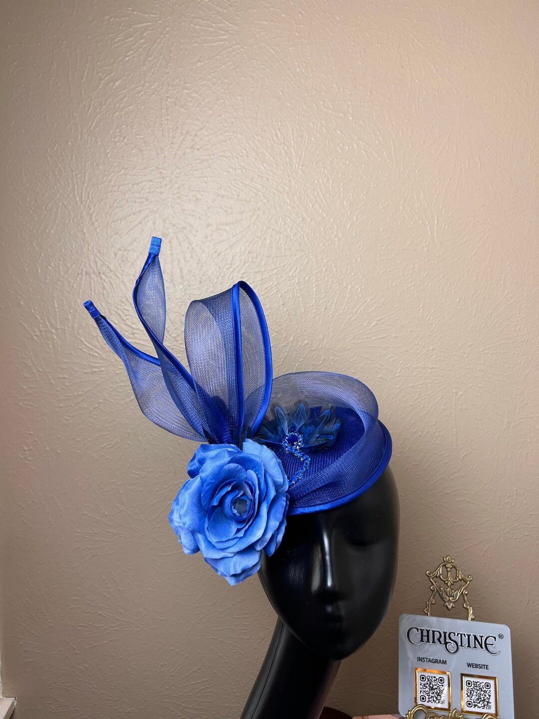 Blue Feather Hat Blue Rhinestones - Etsy | Etsy (US)