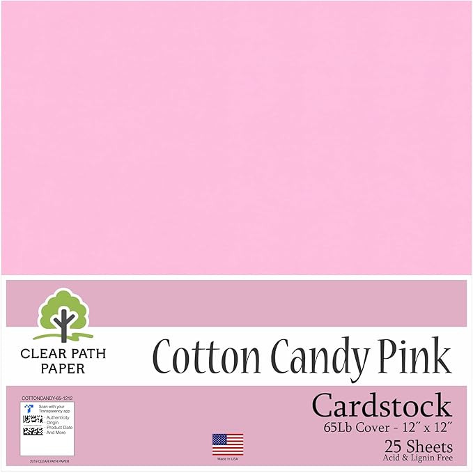 Cotton Candy Pink Cardstock - 12 x 12 inch - 65Lb Cover - 25 Sheets - Clear Path Paper | Amazon (US)