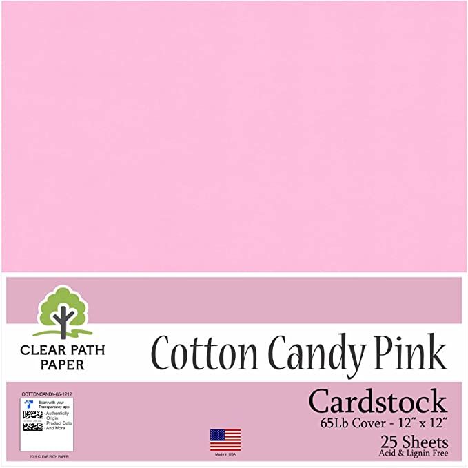 Cotton Candy Pink Cardstock - 12 x 12 inch - 65Lb Cover - 25 Sheets - Clear Path Paper | Amazon (US)