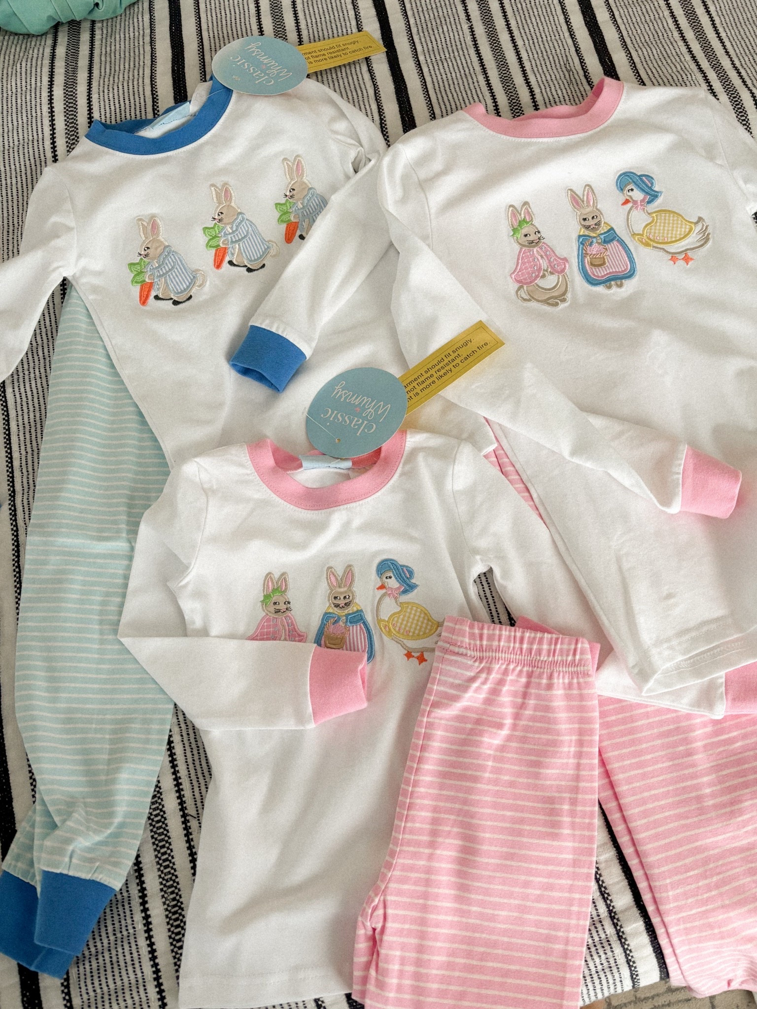 The kids’ Easter Jammie’s from Classic Whimsey! Tagging some similar ones ✨ 
.
Easter outfits, Easter baskets, Easter kids, kids Easter baskets, matching Easter outfits, Easter photos, southern style, smocked clothes, smocked girls clothes, sibling matching, matching brother sister, matching sister outfits, Easter bunny, grand millennial, Grandmillenial baby

#LTKKids #LTKSeasonal #LTKBaby